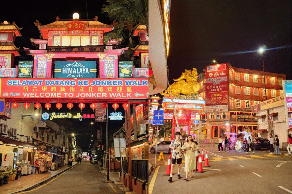 Suasana malam di Jonker Street, Melaka